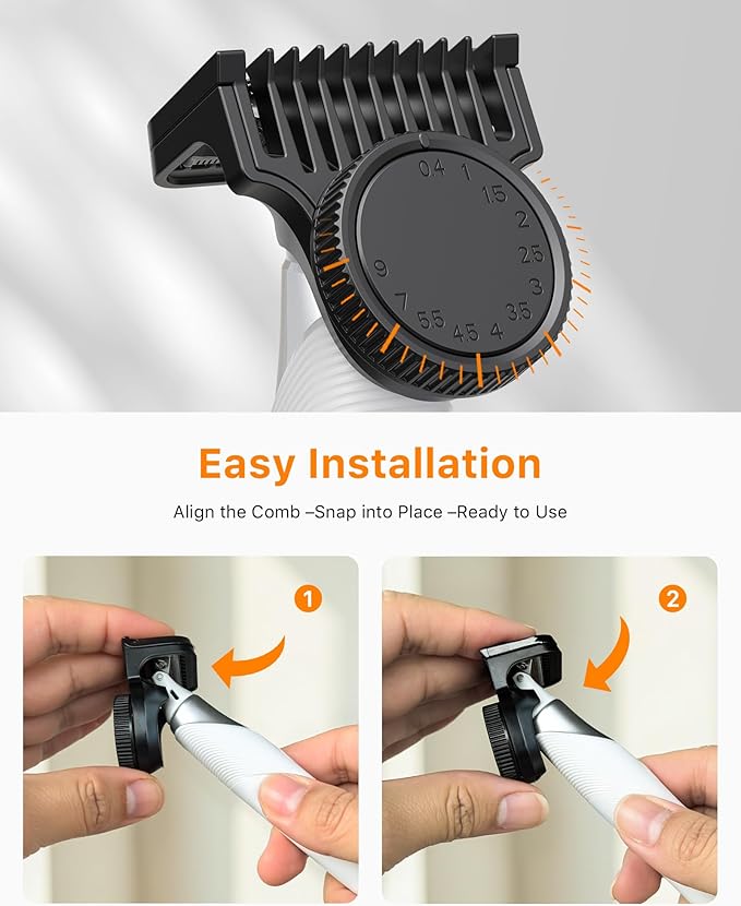 New Electric Beard &amp Nose Hair Trimmer Kit - Painless Razor with 12 in 1 Rotating Comb Magnetic Nose Hair Head Waterproof Wet/Dry Groin/Ball Shaver for Men USB-C Fast ChargingWhite(Pack)