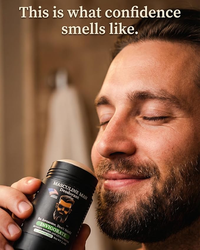 Deodorant for Men - Aluminum Free Mens Deodorant - Natural Deodorants - Sweat Protection for Underarm - Stain-Free Stick Deodorants - Made in USA 3.2oz (Pack of 4 The Box)