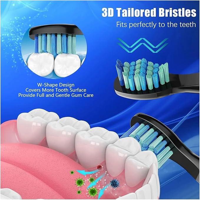 20Pcs Electric Toothbrush Replacement HeadsCompatible for with SG910/507/958/515/949/575/551(10White 10Black)