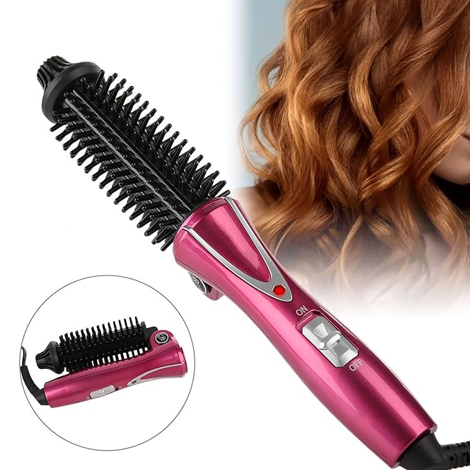 Curling Iron Brush Folding Electric Hair Curler Heated Curling Wand Styler Hot Comb Brush Ceramic Coating Portable Hair Dressing Beauty Tool for Home Professional Salon(