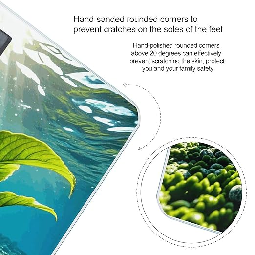 Green Sea Blue Seaweed Scale for Body Weight Digital Bathroom Scale Toughened Glass High Precision Scales for Body Weight with Large LCD Backlight Display Weight Scales