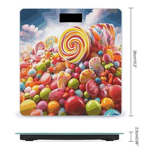 Rainbow Candy Scale for Body Weight Anti-Slip Digital Bathroom Scale Sturdy Toughened Glass Weighing Scales High Precision Safe Rounded Corners Smart Scales