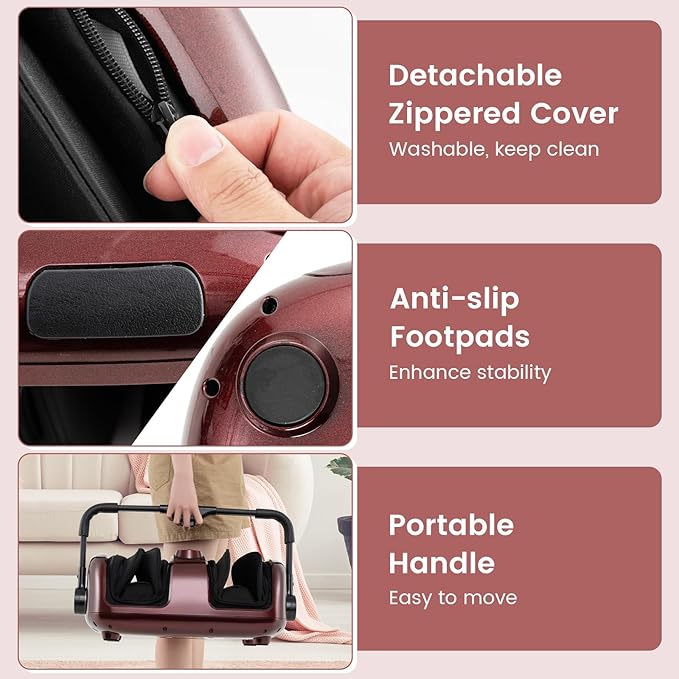 Giantex Foot Massager with Heat Calf Massager with Remove Control 2 Vibration Options 5 Mode &amp 5 Compression Intensity 360°Adjustable Stand Shiatsu Foot Massage Machine for Calf Arm Relax (Re
