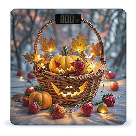 Pumpkin Maple Leaf Lantern Weight Scale Highly Accurate Digital Weighing Scale with Large LCD Display Smart Bathroom Scales for Home Bedrooms and Gift Giving