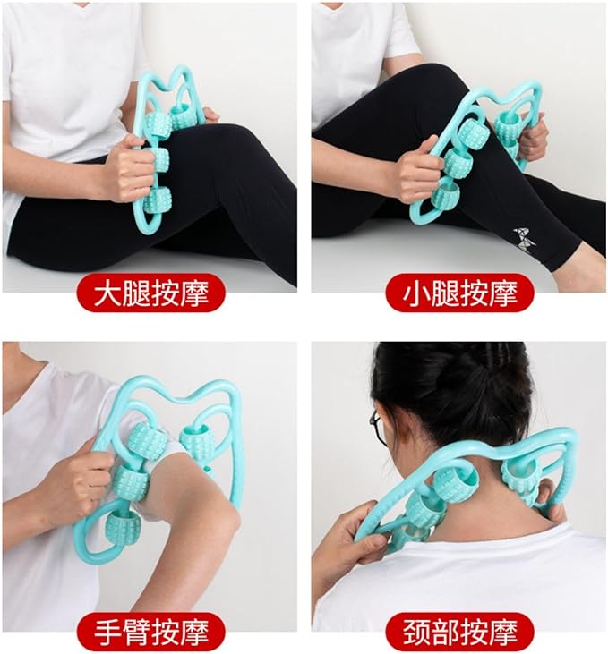 新款六轮按摩腿按摩器 Yoga Fitness Workouts Massage 瑜伽环形夹腿器滚动腿部按摩仪 Hot Stones Massage Set HomeOffice Body Electric Massagers