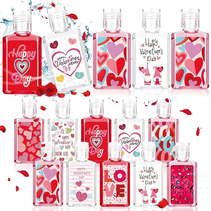 50 Pcs Valentines Mini Hand Sanitizer Bulk Valentine's Gift Favors Small Hand Soap for Guest 1fl Oz Travel Size Hand Soap Gift for Valentine Party Supplies