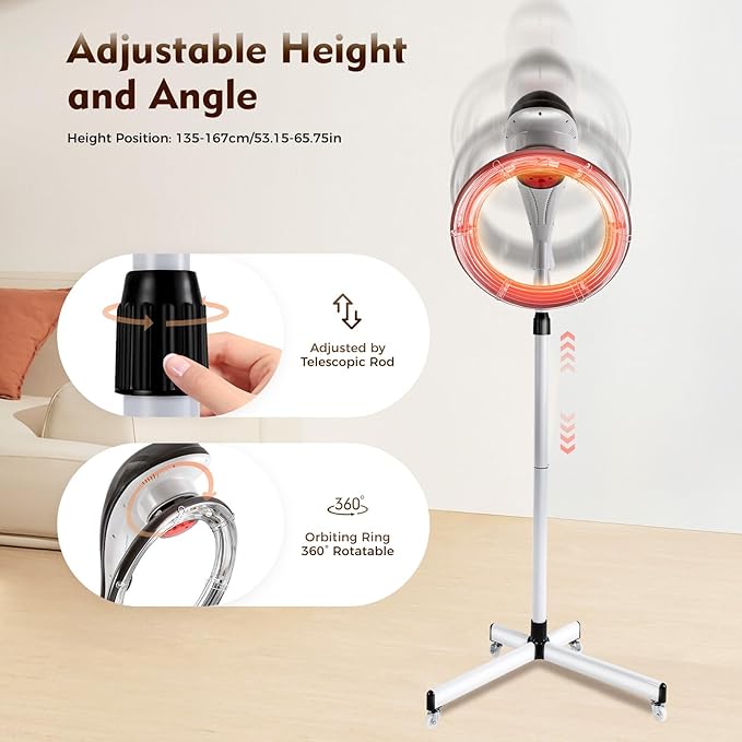 950W Stand Hair Dryer Infrared Hair Dryer Orbiting Rotating Hair Processor for Hair Dyeing Oil Treatment Hair Drying Heating