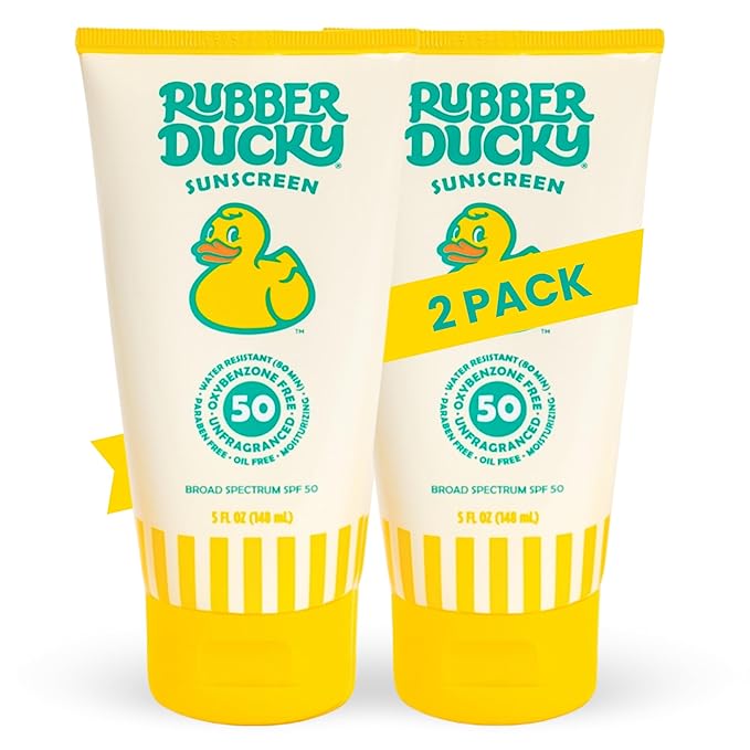 Rubber Ducky | Vitamin E Sunscreen with SPF 50 Water-Resistant Sunscreen for Face and Body | Broad Spectrum Lotion Oil-Free Moisturizing Alternative for Moisturizing Sunblock (2pcs. 5oz)