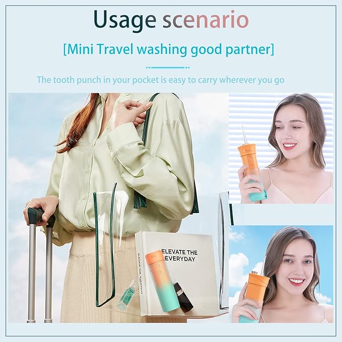 Mini Portable Water Flosser Water Teeth Cleaner Pick with Telescopic Water Tank 3 Modes &amp IPX7 Waterproof Home &amp Travel Oral Irrigator for Teeth. (Pink)
