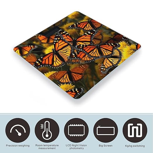 Monarch Butterflie Bathroom ScaleHighly Accurate Digital Weighing Machine for People Bright LED Display Weight Scale for The Aldult Home Use