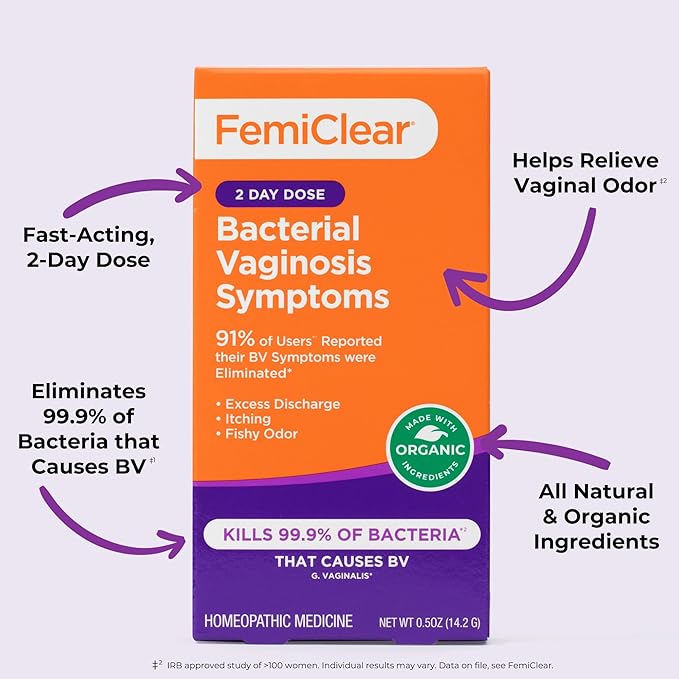 FemiClear Feminine Care Wash for Itching &amp Irritated Skin (BV) Symptoms - Vaginal Ointment for Fishy Odor Homeopathic Feminine Care PH Balance for Women
