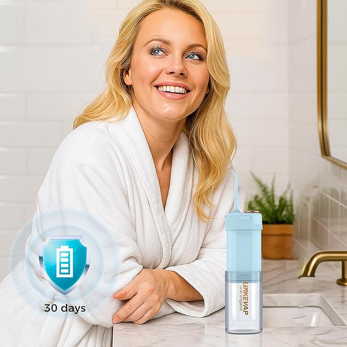 Water Flossers for Teeth Water flosserr for Teeth Cleaning &amp Flossing 180ML Mini Portable Waterproof Electric Water Dental Flosser for Travel Business 3 Modes and 4 Jet Tips Light Blue