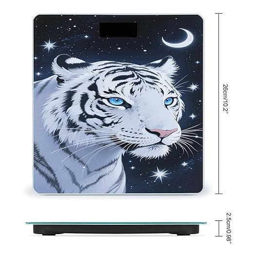 Tiger and Moon Scale for Body Weight Safe Rounded Corners Tempered Glass Digital Bathroom Scale LED Display 400lb Capacity Weight Scales with High Precision Sensors