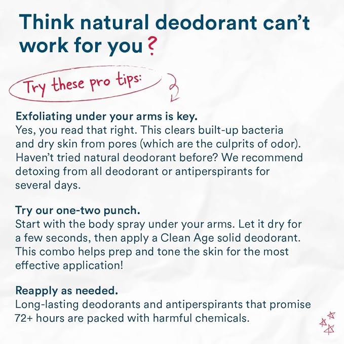 Aluminum Free Deodorant &amp Body Spray for Whole Body Bundle - Waves Scent - Clean Deodorant for Teen Boys and Girls - With AHA For Body Acne