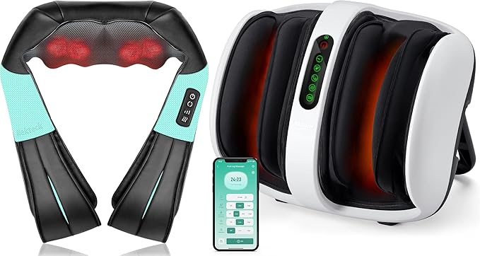 Nekteck Neck Massager Blue and Smart Foot and Calf Massager APP Control White