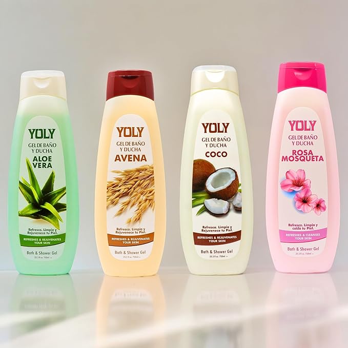 YOLY Oatmeal Body Wash - Daily Moisturizing For Dry &amp Sensitive Skin Refreshing &amp Rejuvenating 25.3 Fl Oz (Pack of 4)