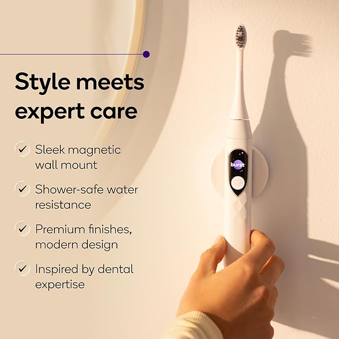 Burst Pro 2.0 Sonic Toothbrush for Adults (White) | Electric Toothbrush with Smart Pressure Sensor | Soft Bristles | 5 Modes/Refined Scoring System | USB-C Charging | Magnetic Wall Mount