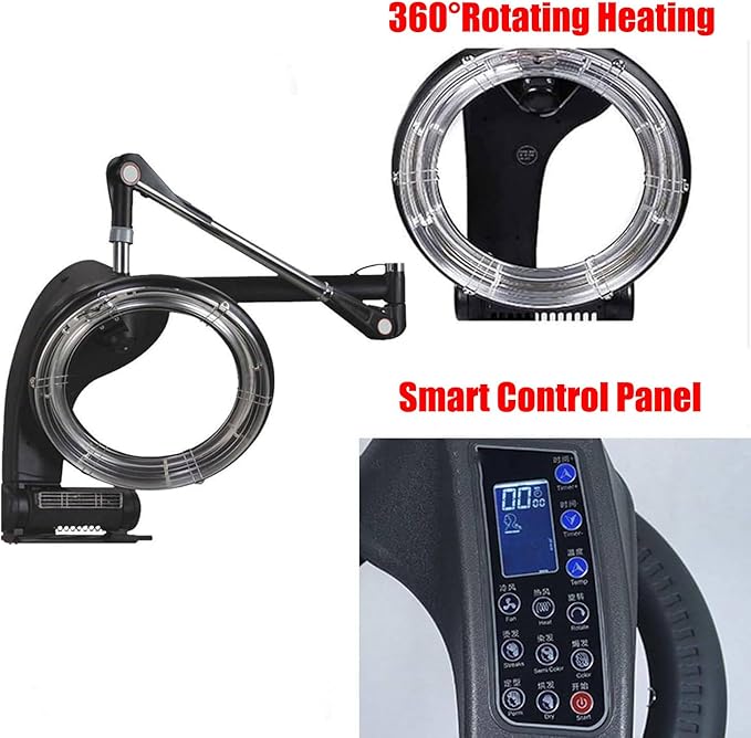 3 in 1 Wall-Mounted Hair Dryer &amp LCD Display Professional Salon Color Processor with Adjustable Timer &amp Temperature 950W/1200W Orbiting Heater for Hair Spa