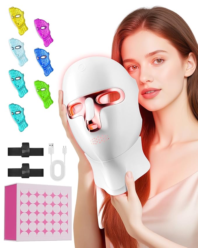 Red Light Therapy for Face-LED Light Therapy Mask Skin Care MaskCordless LED Face Mask face &amp Neck Red &amp Infrared Lights Masks WavelengthUSB C Rechargeable for Home Use Working Travel Yoga