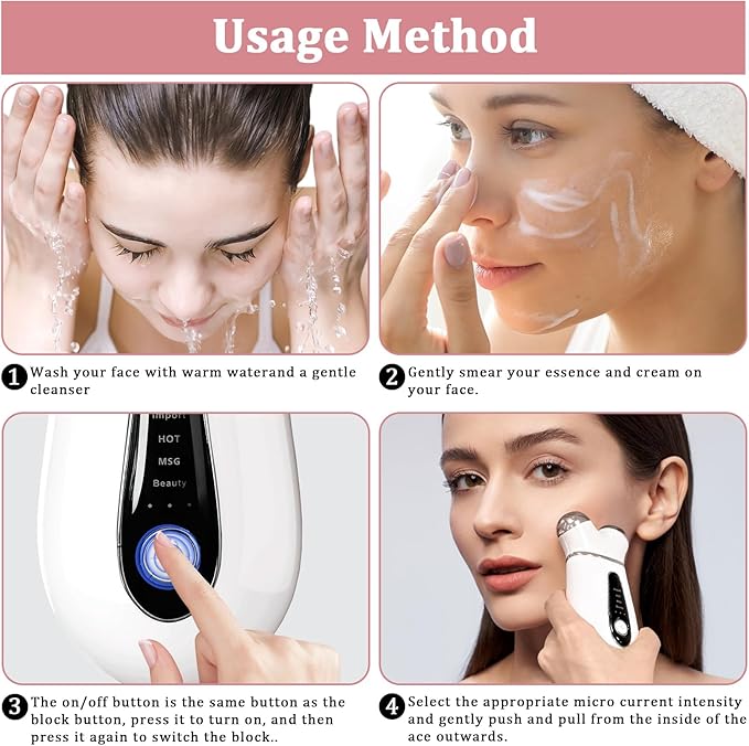 Microcurrent Face Device USB Micro Current Faci-al Shaping Tool for Facial Wrinkle Removal and Anti-AgingMini Microcurrent Face Lift Device for Face Lifting and Facial Sculpting (White)