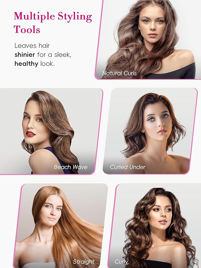 LANDOT Flat Iron Hair Straightener: Ceramic Ionic Straightener for Frizz-Free Shine - Adjustable Temp 250-450F &amp Auto Shut Off + Travel Pouch