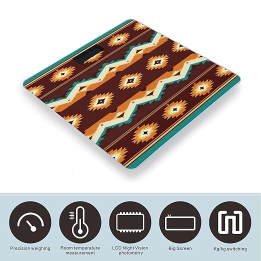 Men's Smart Scale for Body Weight Digital Bathroom Weighing Scale Automatic Switch Energy Saving Scale Tribal Navajo Indiana Western Southwest Ethnic