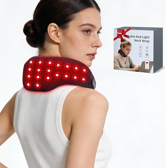 Comfytemp Cordless Red Light Therapy for Neck Wearable Near Infrared Light Therapy Neck Wrap Portable Light Wrap for Travel Home Office Use 5W 660nm &amp 850nm