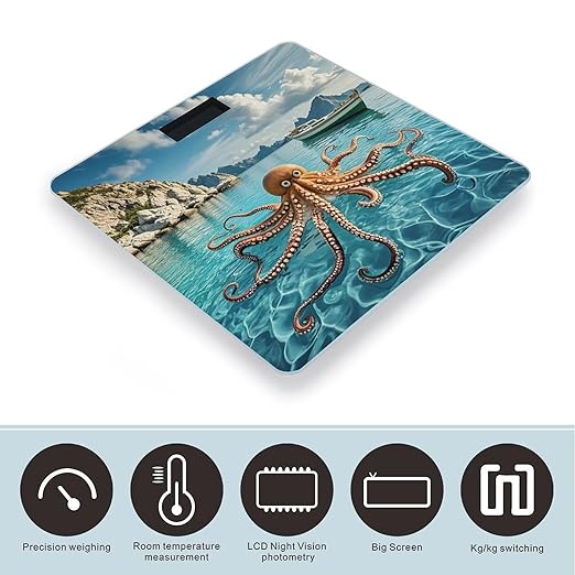 Octopus and Boat Scale for Body Weight Smart Scales Digital Bathroom Scale High Precision Weighing Scales with Large Display Weighing Machine for People