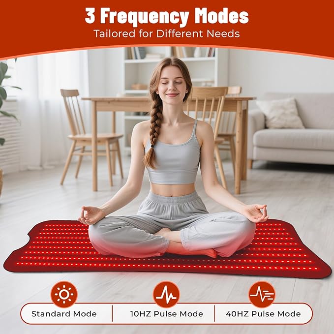 Red Light Therapy Mat for Body 60''x 24'' Red Light Therapy Pad with Controller 540pcs 2 in 1 LEDs (660nm &amp 850nm) Adjustable Timer &amp Intensity