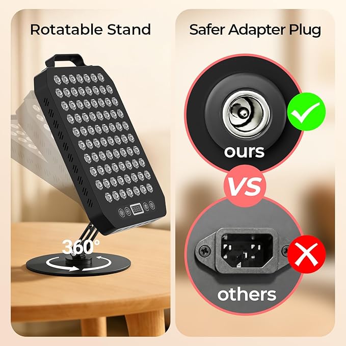 Red Light Therapy Panel for Face and Body 78 LEDs Dual Chip 660nm Red Light &amp 850nm Near Infrared Light Device with Rotatable Stand and Magnetic Remote for Skin Sleep Athletic Performance