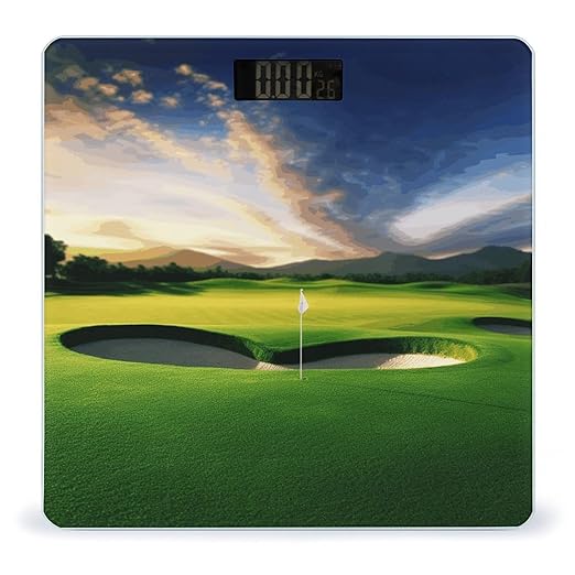 Golf Course Weight ScaleClear LED Display Bathroom Digital Weighing ScaleTempered Glass Digital Bathroom Scale for Body Weight Capacity Up to 400 Lbs