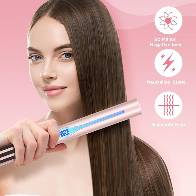 IG INGLAM Titanium Flat Iron Hair Straightener Blow Dryer with Diffuser