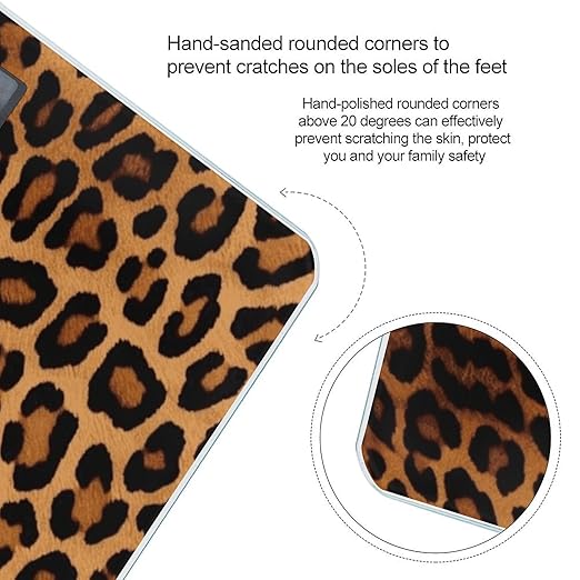 Digital Bathroom Scale for Body Weight Scale with Bright LCD Display High Accuracy Step-On Technology Auto On/Off Cool Cheetah Leopard Digital Scales 400 Lbs /180kg