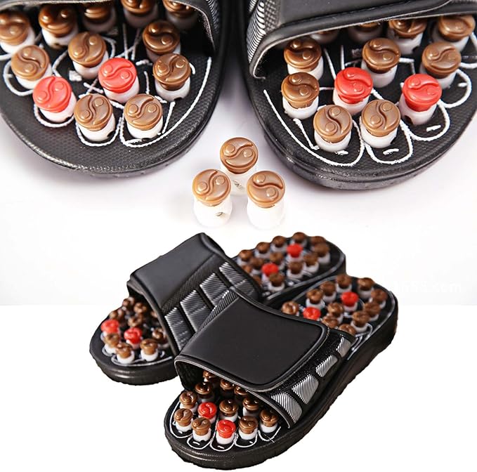 Acupressure Shoes Foot Reflexology Massage Slippers with Acupressure Points Pressure Point Massage Shoes for Feet Arch Heel Relaxation Sandals Wellness Gift for Mom Dad Parents (M)