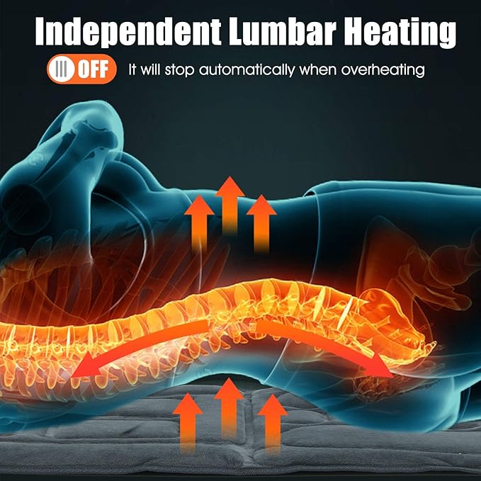 ERGOMASTER Massage Mat with 10 Vibrating Motors Heating Pad Full Body Massager Pad Cushion for Relieving Neck Back Waist Legs (Massager mat-fi01)