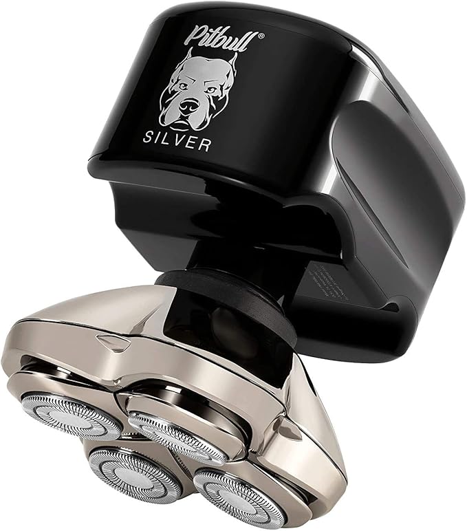 Skull Shaver Pitbull Silver PRO Along with 3 Head Replacement Blade Male Grooming Kit