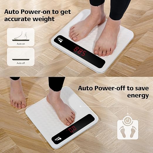 himaly Digital Body Weight Scale Bathroom Scale Step-On Technology High Precision Measurements Scales with Large Non Slip Silicone Platform and LCD Digital Display 400lbs/180kg Capacity White