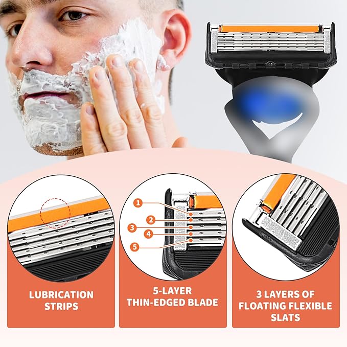 24 Replacement Razor Blades for Men – Compatible with Gillette ProGlide &ampRazor Systems 5-Blade Refills Wet Shave Value Pack Smooth &amp Precise