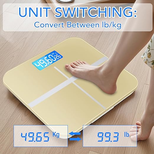 Weight Scales Bathroom Smart Scale for Body Weight Accurate Measurement Tempered Glass Digital Bathroom Scale Weight Scale for Home(Luxury Gold Color)