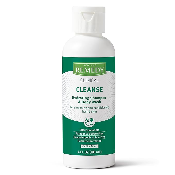 Medline Remedy Clinical Shampoo &amp Body Wash Gentle Cleansing Formula 4 oz. Moisturizing and Soothing Pack of 48