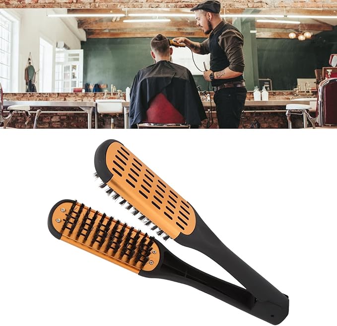 Hair Straightening Comb Double Sided Straightening Detangler Comb Hair Straightening Comb Styling Tools Flat Brush Spring Elasticity Softness Beard for Wet Dry
