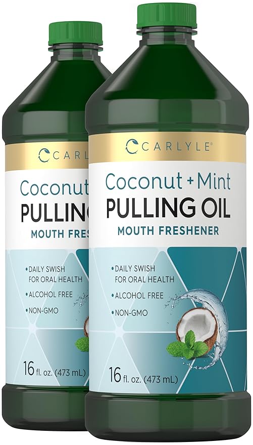Carlyle Coconut and Mint Pulling Oil | 16 fl oz (Pack of 2) | For Teeth and Gums | Alcohol Free &amp Non-GMO