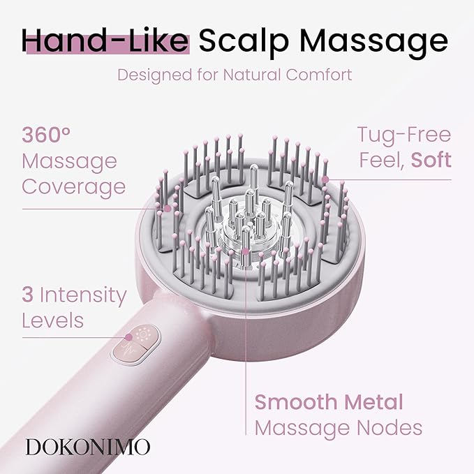 LED Scalp Massager Comb – 3-in-1 Red Light Hair Brush with Vibration &amp Rollers FSAHSA Eligible Wireless Scalp Massager for Relaxing Daily Hair Care Routine at Home PM084