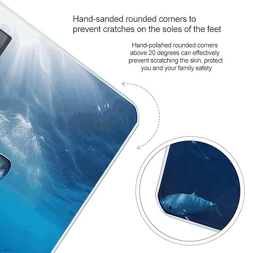 Ocean Sea Animal SharkScale for Body Weight with LCD High Precision Weighing Scales Fashion Sturdy Tempered Glass Weight Scales Easy-to-Read Digital Bathroom Scale for Daily 400lb