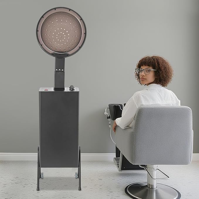 1200W Professional Hooded Hair Dryer Adjustable Standing Hair Dryer with 2 Wheels and 6.56ft Long Power Cord Salon Dryers with Hood Room Temperature to 70 ℃/158℉