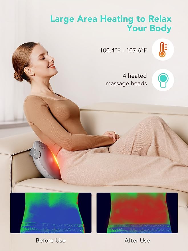 SKG Shiatsu Back Massager for Pain Relief Deep Tissue with Heat 4D Kneading Cordless Electric Massage Pillow Valentine Gifts for Men Women Dad Mom Grandpa
