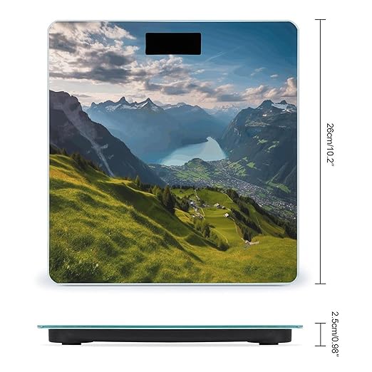 Switzerland Alps Scale for Body Weight Anti-Slip Sturdy Tempered Glass Weighing Machine Highly Digital Accurate Bright LCD Bathroom Scale for Household Gift