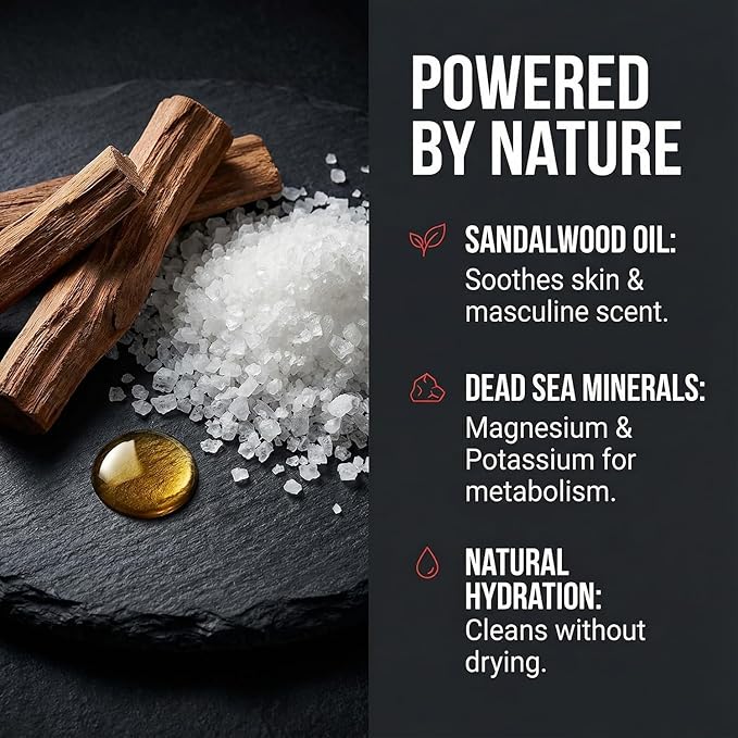 Dead Sea Collection Sandalwood Men’s Body Wash – 3 in 1 Body Wash for Men for Hair Face &amp Body – Moisturizing Shower Gel with Dead Sea Minerals – Pack of 2 (33.8 fl oz each)