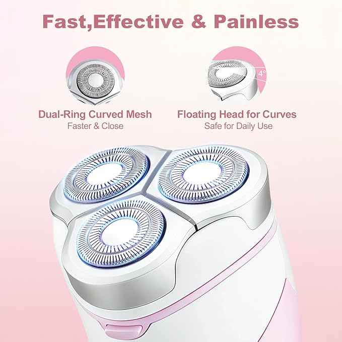 Electric Razors for WomenRechargeable Shaver for WomenLED Display Wet &amp Dry Waterproof Electric Razors for Body Face Legs Underarms and Bikini AreaPop-Up Trimmer Portable Travel Razor Pink