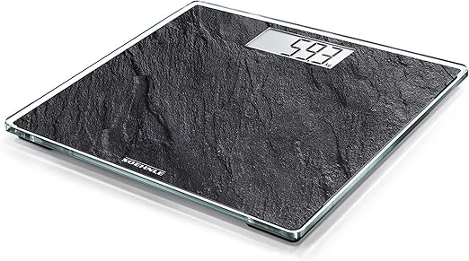 Soehnle Style Sense Compact 300 Compact Digital Weighing Scale Bathroom Scale with Easy-to-Read LCD Display Extra-Flat Body Weight Scale Slate